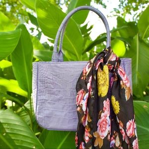 Gorgeous lavender crocodile patterned leather bag